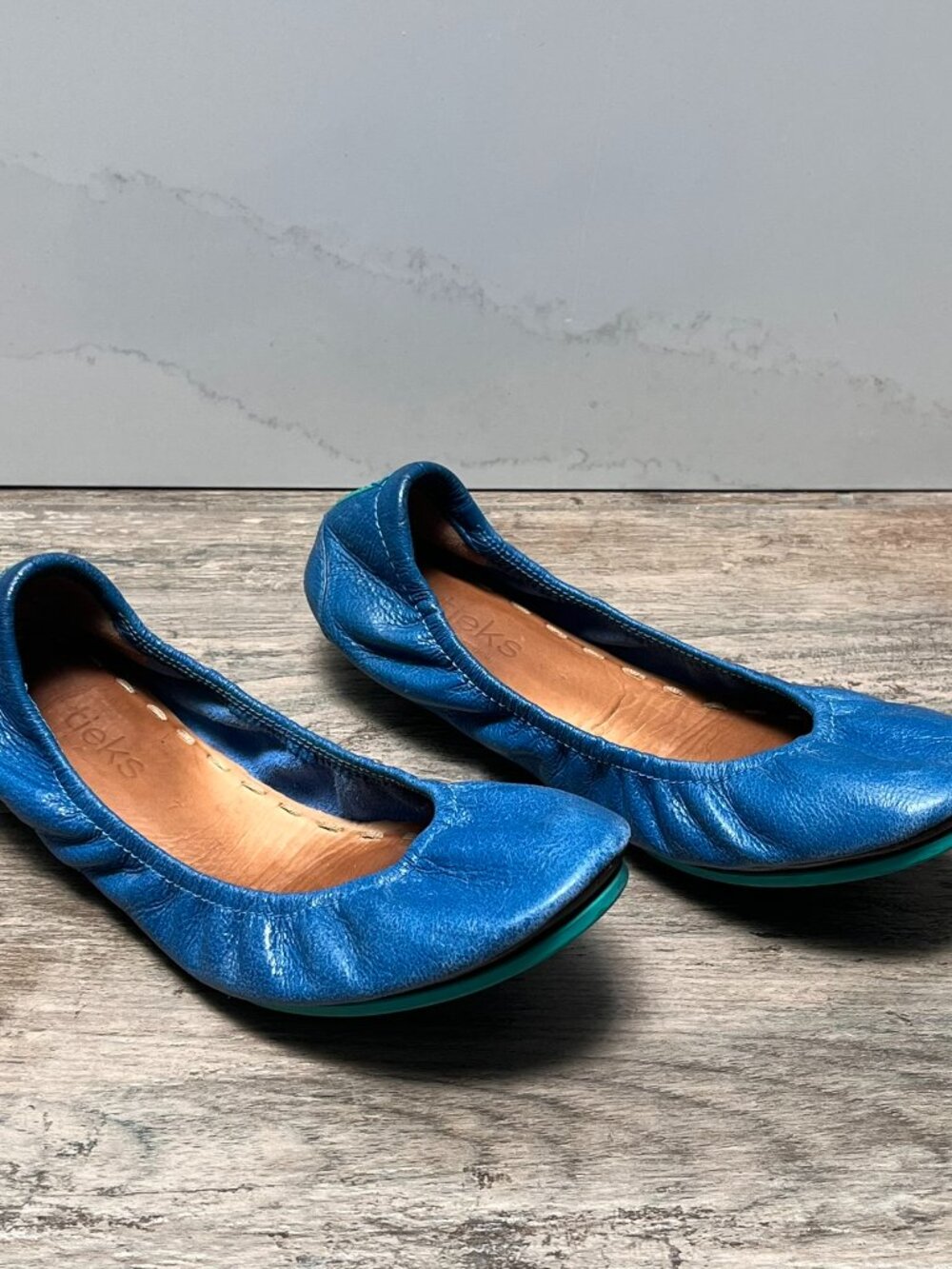 TIEKS by Gavrieli Women's Blue Leather Slip on Ballet Flats Sz 7